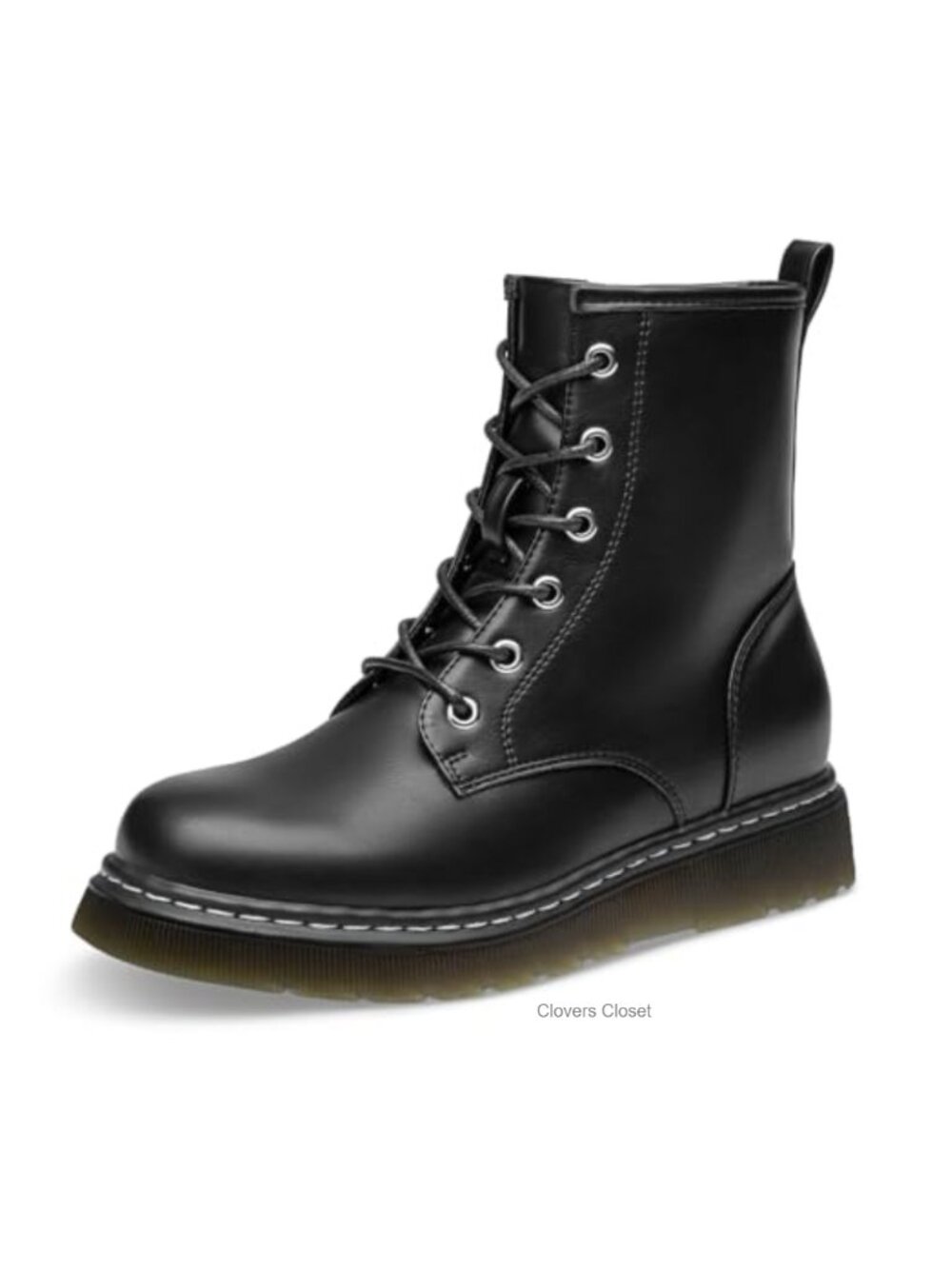 Women's Lace-Up Low Platform Combat Ankle Boots Faux Leather